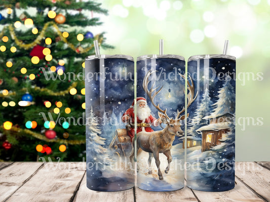 Santa, R.deer & Cottage